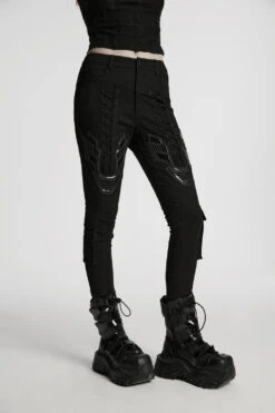 Black Armor Lace-Up Skinny Jeans