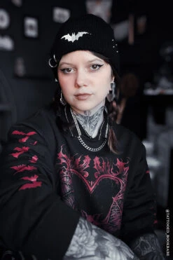 Distressed Pierced Beanie [White Bat] -Vampirefreaks Sale Store distressed hat 951265c4 e3e1 420c a711 a30e1f2d1c9f