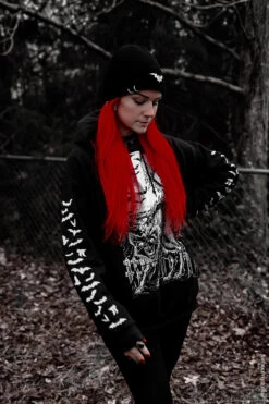 Distressed Pierced Beanie [White Bat] -Vampirefreaks Sale Store distressed hats