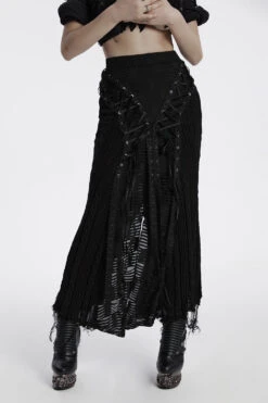 Siren's Wail Distressed Lace-Up Skirt