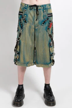 Tripp NYC Skull Stud Pants [Blue Sky Wash] -Vampirefreaks Sale Store distressed shorts