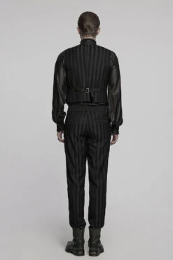 Sweeney Striped Waistcoat [Black] -Vampirefreaks Sale Store dracula clothes