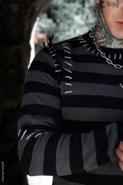 Autopsy Stitch Striped Sweater -Vampirefreaks Sale Store e boy sweater