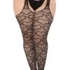 LEG AVENUE Eat Your Heart Out Fishnet Garter Tights Set [PLUS SIZE]