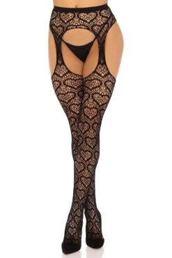 LEG AVENUE Eat Your Heart Out Fishnet Garter Tights Set -Vampirefreaks Sale Store eat your heart out fishnet garter tights set socks stockings 862751