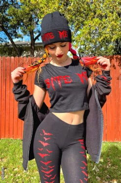 Vampire Bat Leggings [Red Bats] -Vampirefreaks Sale Store egirl clothing