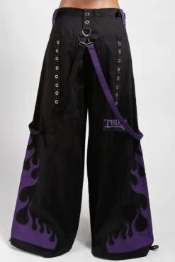 Tripp NYC Flame Dark Street Pants [Black/Purple] -Vampirefreaks Sale Store egirl pants
