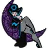 Elvira Crescent Moon Glitter Enamel Pin