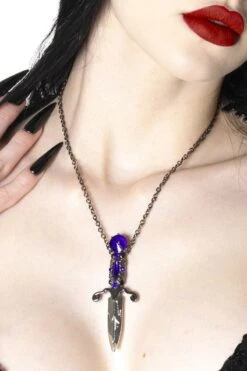Elvira Dagger Necklace [PURPLE] -Vampirefreaks Sale Store elvira dagger necklace purple jewelry 252957