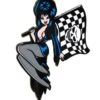 Elvira Racing Flag Skull Enamel Pin