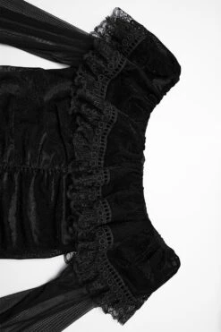 Reign Ruffled Mesh Off-the-Shoulder Dress -Vampirefreaks Sale Store embroidered goth dress