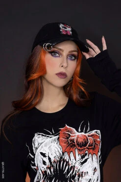 Hell Kitty Pierced Baseball Cap -Vampirefreaks Sale Store emo baseball cap