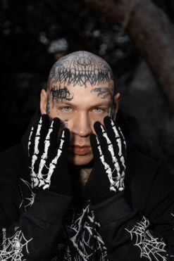 Dead Inside Skeleton Gloves [Full Finger] -Vampirefreaks Sale Store emo black womens gloves