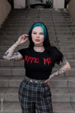 Bite Me Crop Top -Vampirefreaks Sale Store emo cropped top