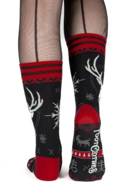 Beelzebuck Ugly Xmas Sweater Crew Socks -Vampirefreaks Sale Store emo goth christmas socks