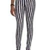 Black And White Striped High Waisted Leggings -Vampirefreaks Sale Store emo leggings womens