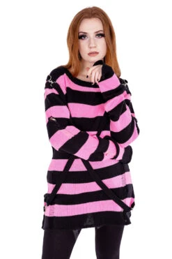 Oriana Jumper Sweater [BLACK/PASTEL PINK] -Vampirefreaks Sale Store emo outfit 240928a5 043d 44fc 98c6 0d3e12a95517