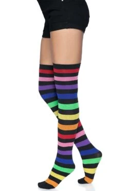 LEG AVENUE Emo Rainbow Thigh High Socks -Vampirefreaks Sale Store emo rainbow thigh high socks socks stockings 134968