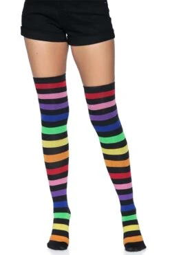 LEG AVENUE Emo Rainbow Thigh High Socks -Vampirefreaks Sale Store emo rainbow thigh high socks socks stockings 387183