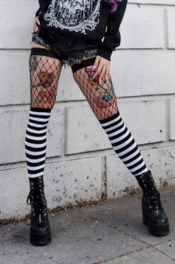 Fishnet Garter Thigh High Socks [Black/White] -Vampirefreaks Sale Store emo tights 5288e2e0 3f0e 4329 b0c9 ed39059fe2d7