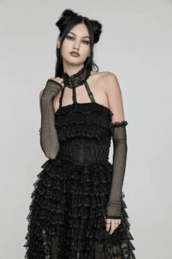 Lovett Layered Ruffle Dress & Glove Set -Vampirefreaks Sale Store emo wedding dress