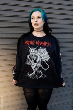 Merry Krampus Sweatshirt -Vampirefreaks Sale Store emo xmas sweater