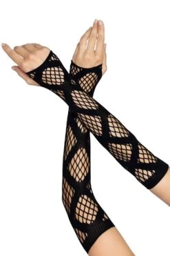 LEG AVENUE Faux Wrap Industrial Net Arm Warmers -Vampirefreaks Sale Store faux wrap industrial net arm warmers gloves armwarmers 619168
