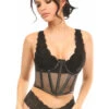 Lavish Black Fishnet Underwire Open Cup Waist Cincher