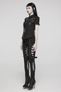 Abyss Fishnet Cutout Skinny Jeans -Vampirefreaks Sale Store fishnet jeans