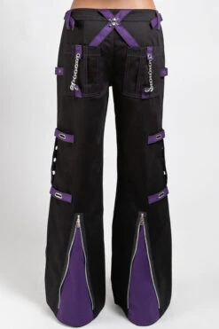 Tripp NYC Chain Dark Street Pants [Black/Purple] -Vampirefreaks Sale Store flared street goth jeans