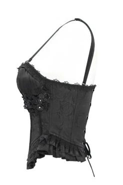 Specter Ruffled Lace-Up Corset Top [Black] -Vampirefreaks Sale Store floral corset