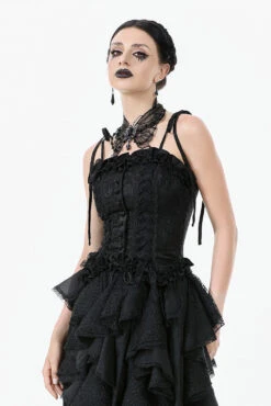 Graveyard Blossoms Ruffled Tank Top