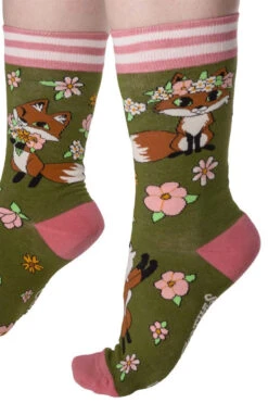 Floral Foxes Crew Socks -Vampirefreaks Sale Store fox socks 50e191ac 9815 41c4 b8f0 70cd2358a303