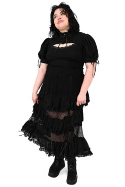 Lottie Mesh Ruffle Skirt -Vampirefreaks Sale Store foxblood skirts