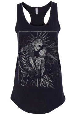 Monster Love: Frankenstein & Bride T-shirt [Graveyard Gray] -Vampirefreaks Sale Store frankenstein bride racerback tank black front