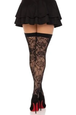 LEG AVENUE Funeral Flowers Fishnet Thigh High Stockings -Vampirefreaks Sale Store funeral flowers fishnet thigh high stockings socks stockings 453910
