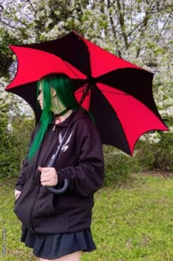 Funeral Procession Umbrella [BLACK/RED] -Vampirefreaks Sale Store funeral procession umbrella blackred umbrellas 796766