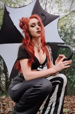 Funeral Procession Umbrella [BLACK/WHITE] -Vampirefreaks Sale Store funeral procession umbrella blackwhite umbrellas 341939