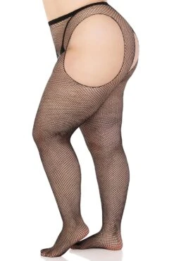 LEG AVENUE Funerary Fishnet Suspender Tights [PLUS SIZE] -Vampirefreaks Sale Store funerary fishnet suspender tights plus size socks stockings 295820