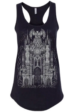 Gargoyle Cathedral T-shirt [METALLIC SILVER] -Vampirefreaks Sale Store gargoyle cathedral t shirt metallic silver graphic t shirt 269109