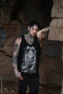 Gargoyle Cathedral T-shirt [METALLIC SILVER] -Vampirefreaks Sale Store gargoyle cathedral t shirt metallic silver graphic t shirt 865461