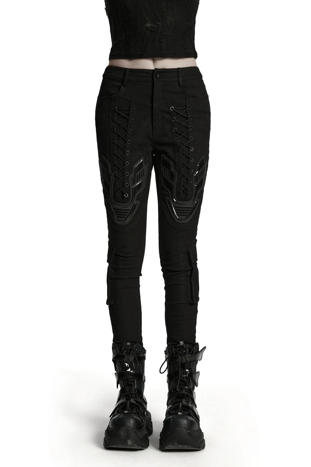 Black Armor Lace-Up Skinny Jeans 2 Black Armor Lace-Up Skinny Jeans - Image 2