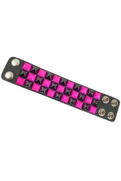 Punk Panic Checkered Bracelet [BLACK/PINK] -Vampirefreaks Sale Store gdjt