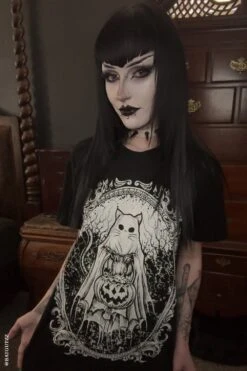 Ghost Kitty T-shirt -Vampirefreaks Sale Store ghost kitty t shirt graphic t shirt 308623
