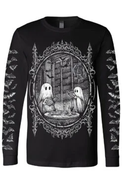 Ghost Stories T-shirt -Vampirefreaks Sale Store ghost library longsleeve tshirt bat sleeves