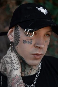 Ghost Pierced Baseball Cap -Vampirefreaks Sale Store ghost pierced baseball cap hats scarves headwear 180098