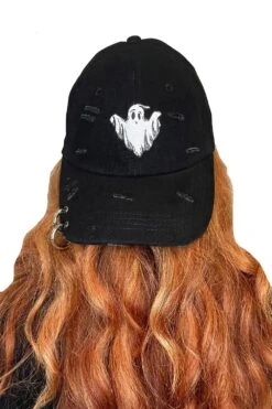 Ghost Pierced Baseball Cap -Vampirefreaks Sale Store ghost pierced baseball cap hats scarves headwear 293013