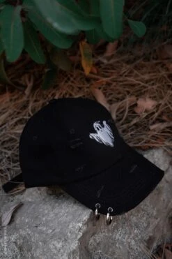Ghost Pierced Baseball Cap -Vampirefreaks Sale Store ghost pierced baseball cap hats scarves headwear 299831