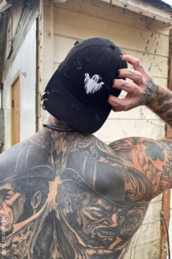 Ghost Pierced Baseball Cap -Vampirefreaks Sale Store ghost pierced baseball cap hats scarves headwear 302738