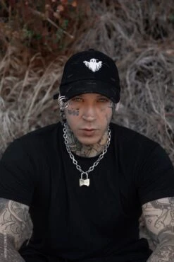 Ghost Pierced Baseball Cap -Vampirefreaks Sale Store ghost pierced baseball cap hats scarves headwear 361321